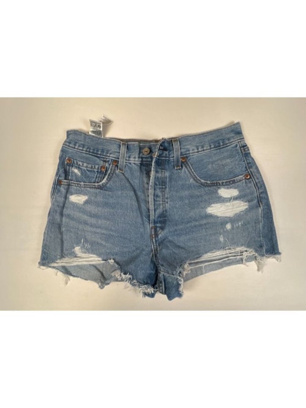 Levi's 501 Women's Distressed Cutoff Denim Shorts Size 30 Blue Raw Hem